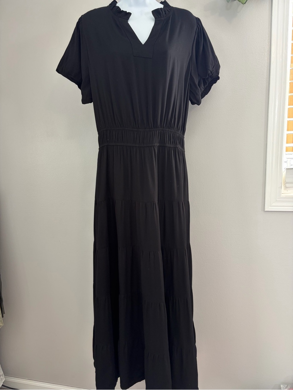 NWT Zesica- Black Tiered Maxi Dress with Elastic Waist